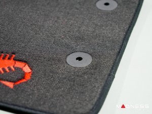 FIAT 124 Floor Mats - Black Carpet w/ Red Scorpion